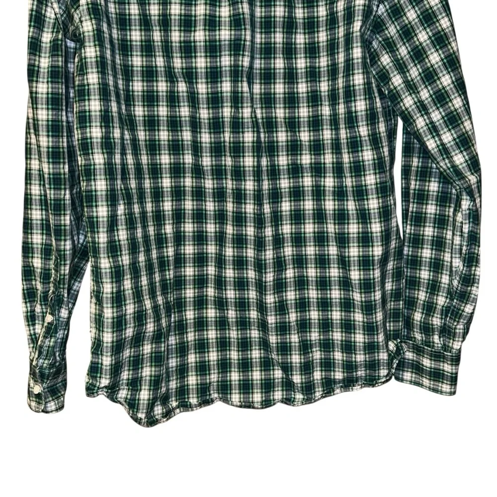 J.Crew Men’s Slim Fit Plaid Button Down Shirt Green Blue Large‎ Cotton